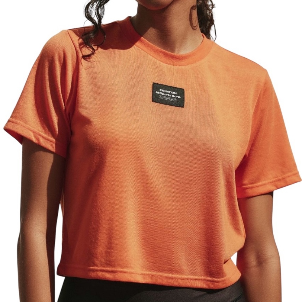 Anthropologie PE Nation Cropped Title Game Tee Orange Size Medium